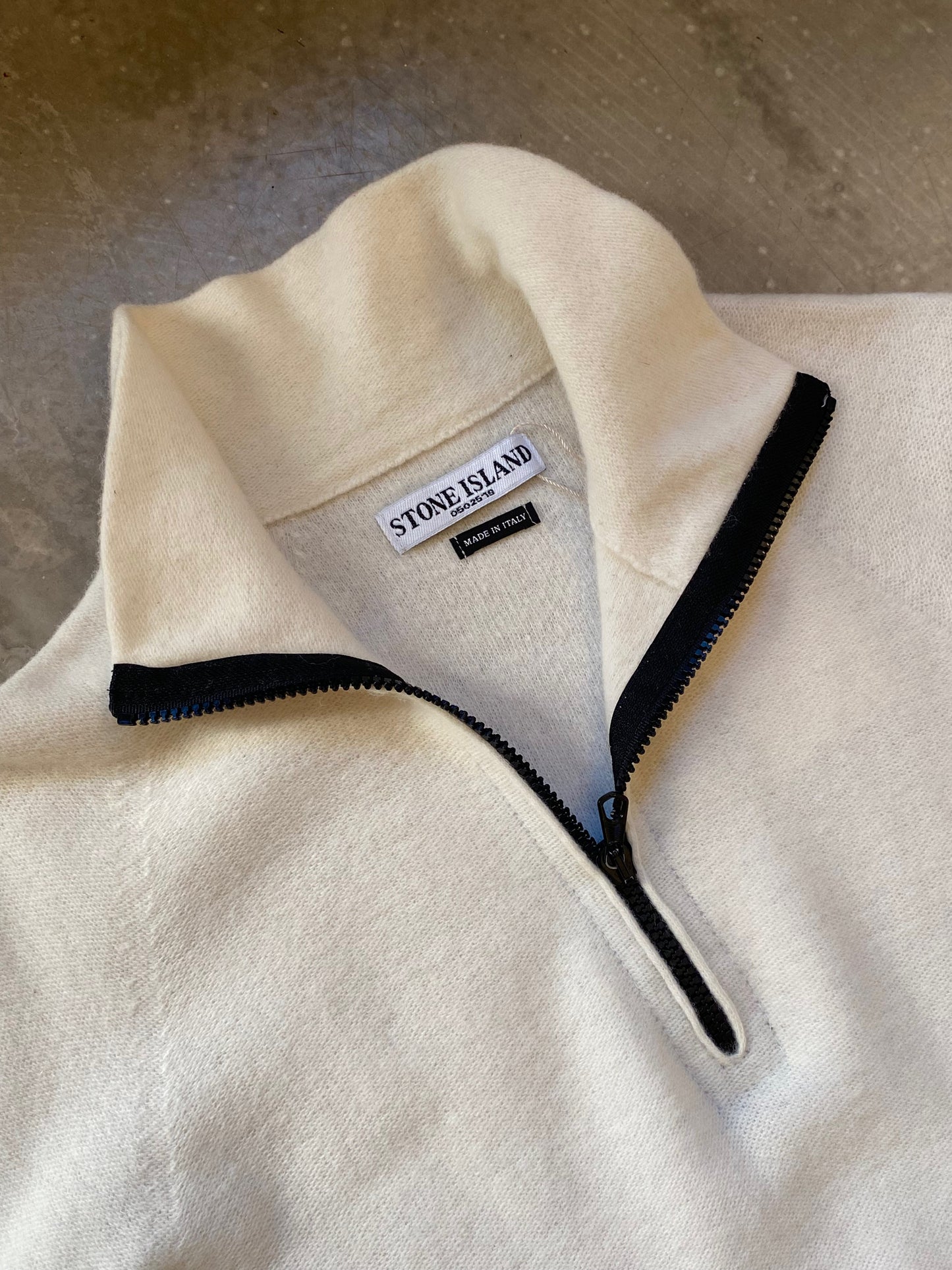 Stone Island Wool Half Zip Jumper - Beige - Small