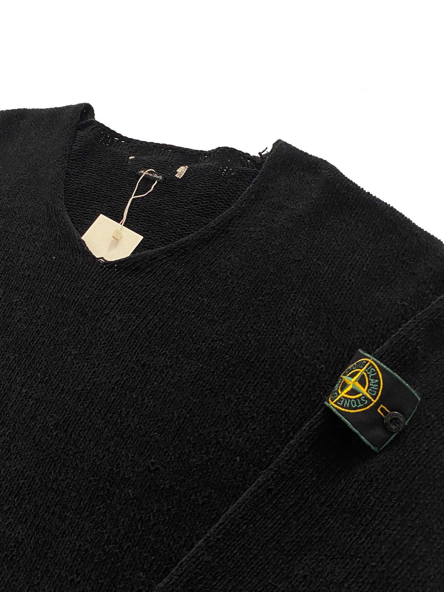Stone Island 90´s Vintage Knit 100% Cotton Chenille - Black - Extra Large