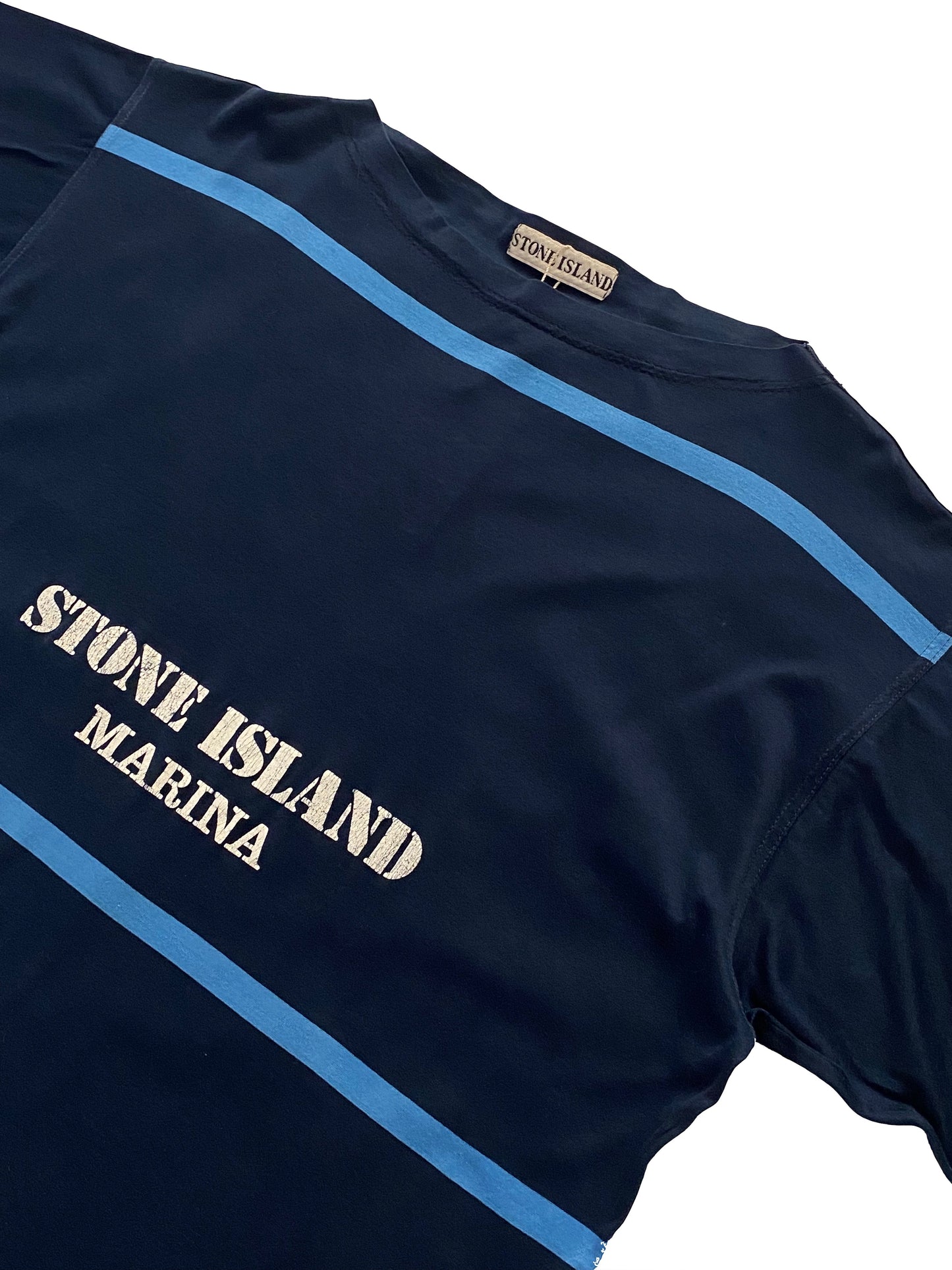 Stone Island Marina Vintage Stripped T-shirt - Blue - Large