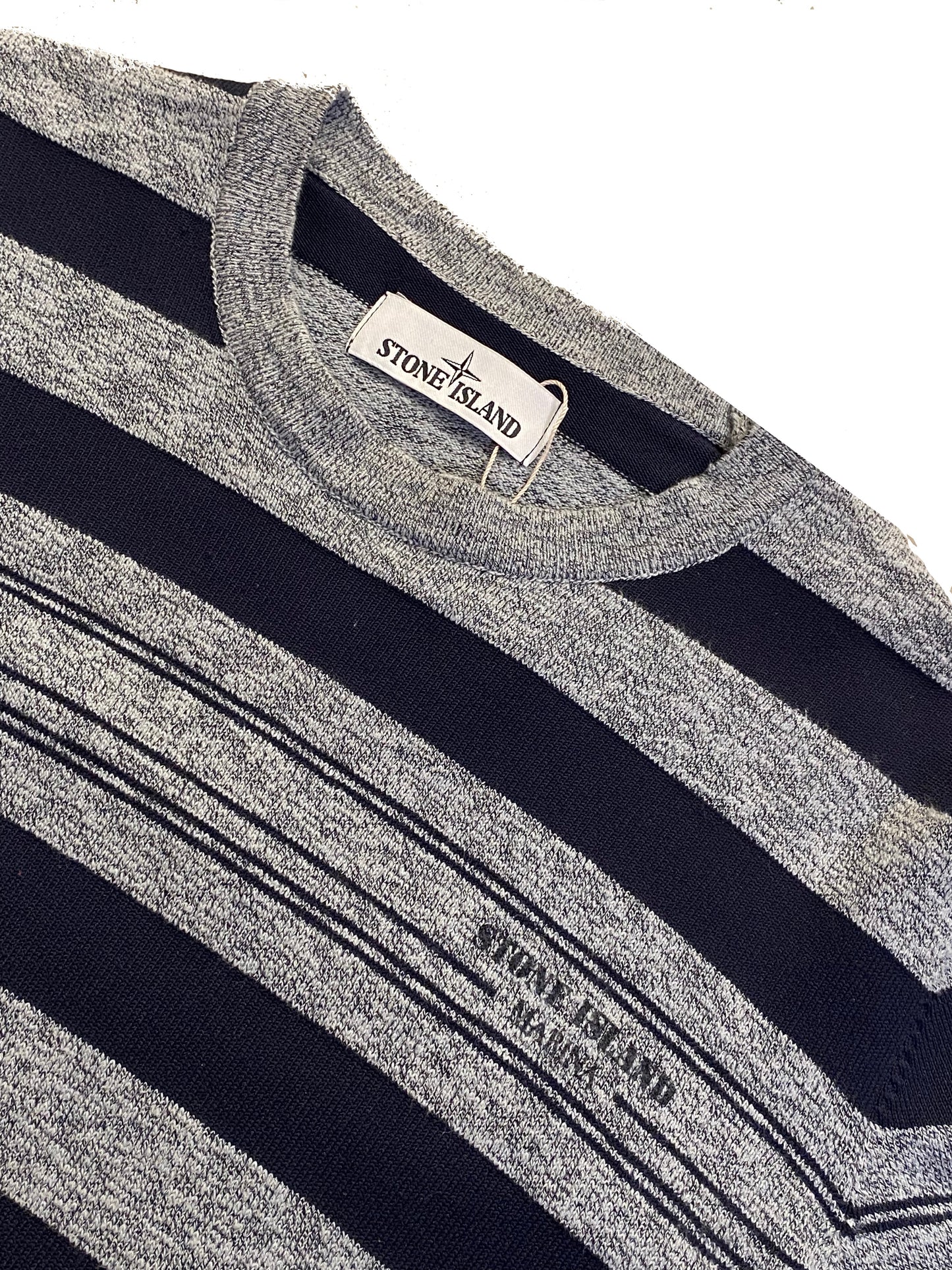 Stone Island Marina Striped Sweater -Navy Blue/Grey - Small