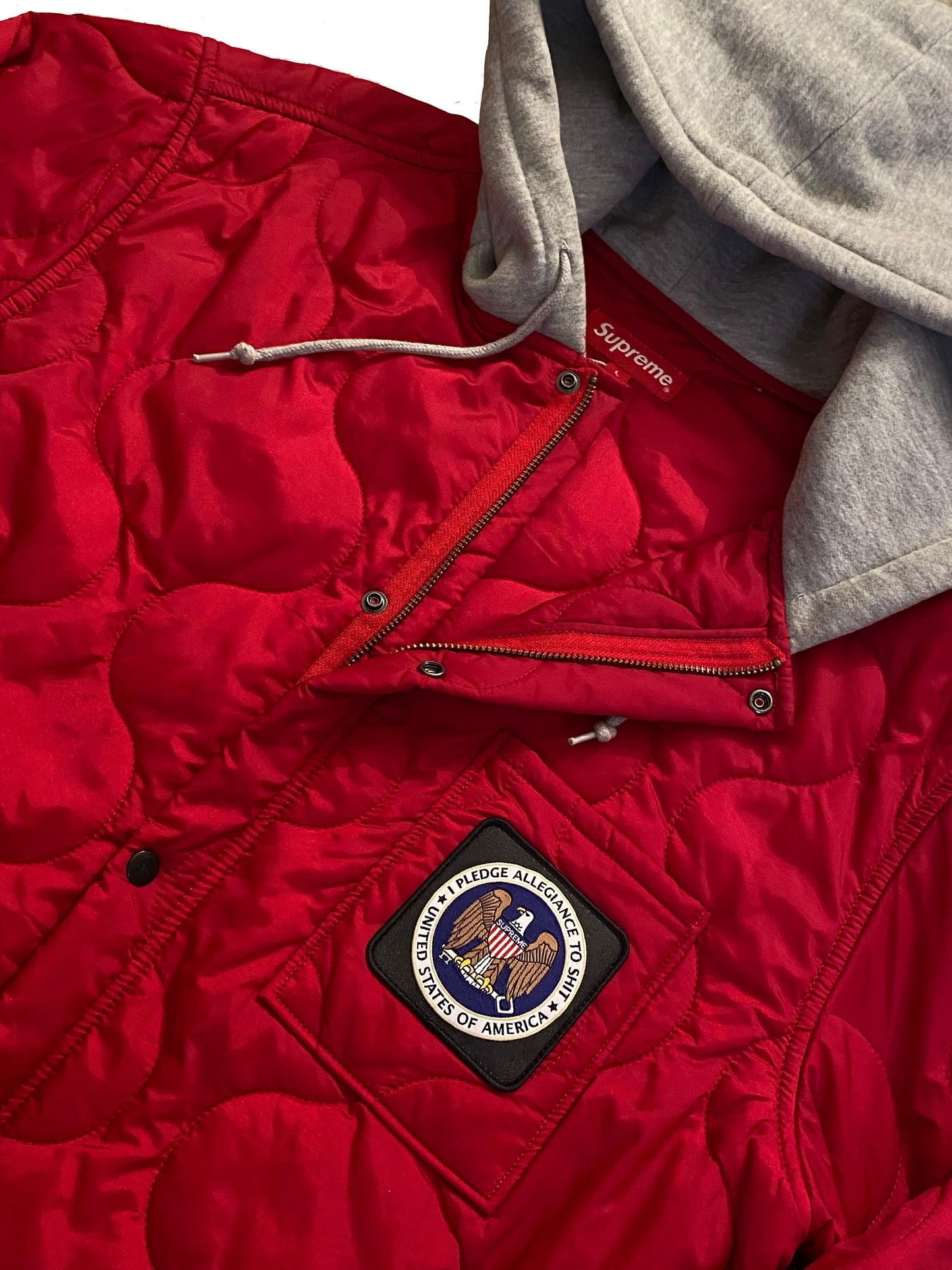 Supreme Quilted Liner Hooded Jacket - Red - Large