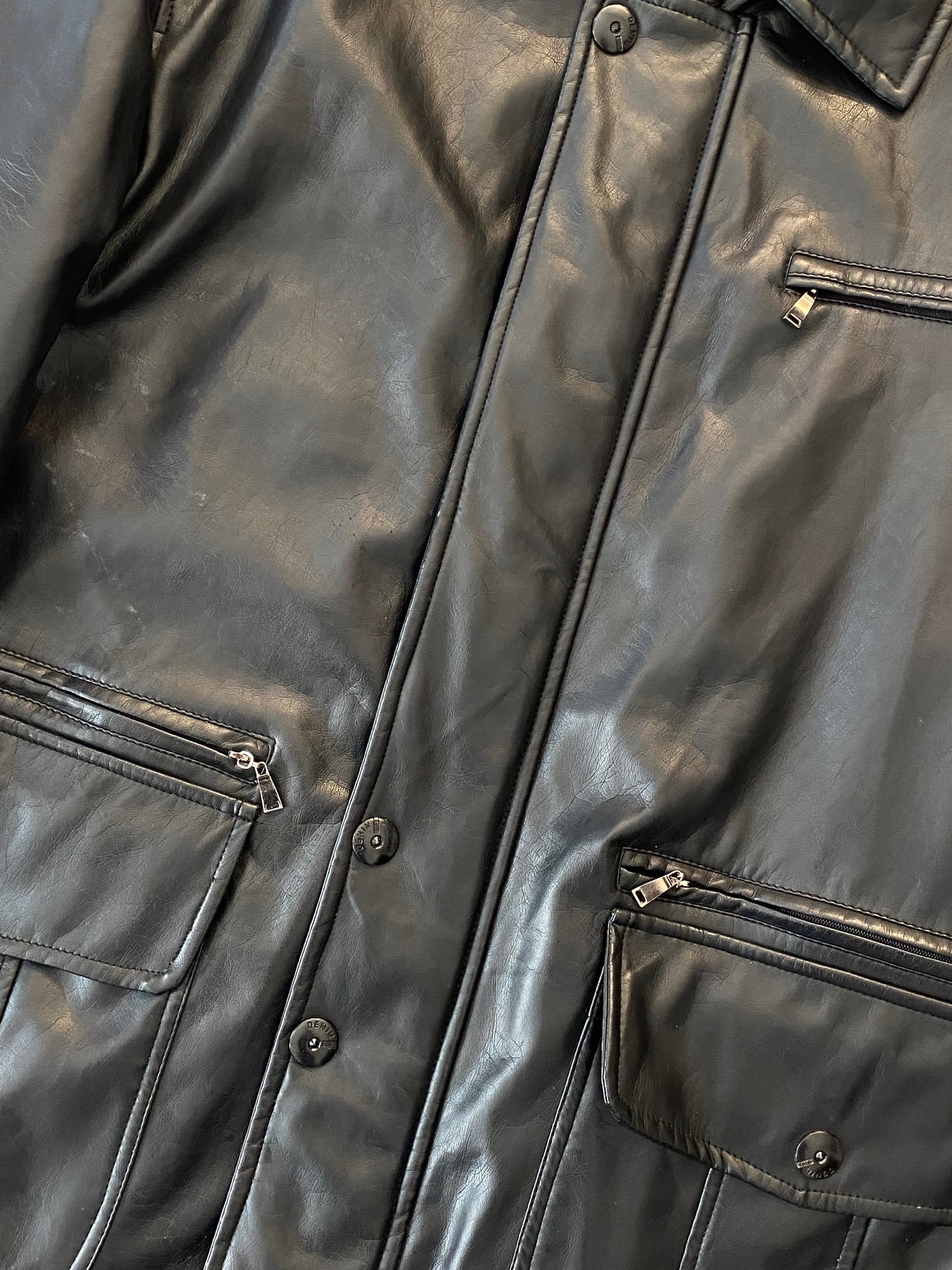 Curated Vintage Faux Leather Jacket - Black - Extra Large