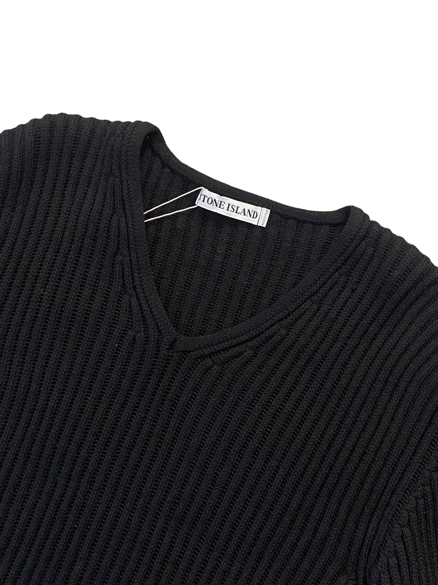 Stone Island V-Neck Knit - Black - Large