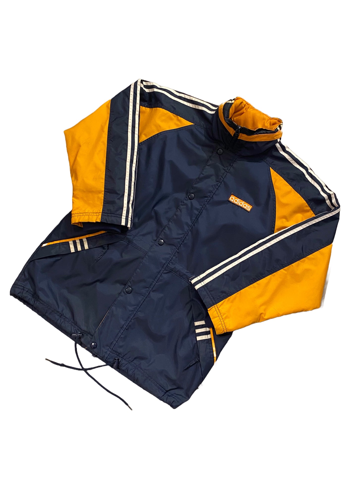 Adidas Vintage Puffer Jacket - Navy Blue - Large