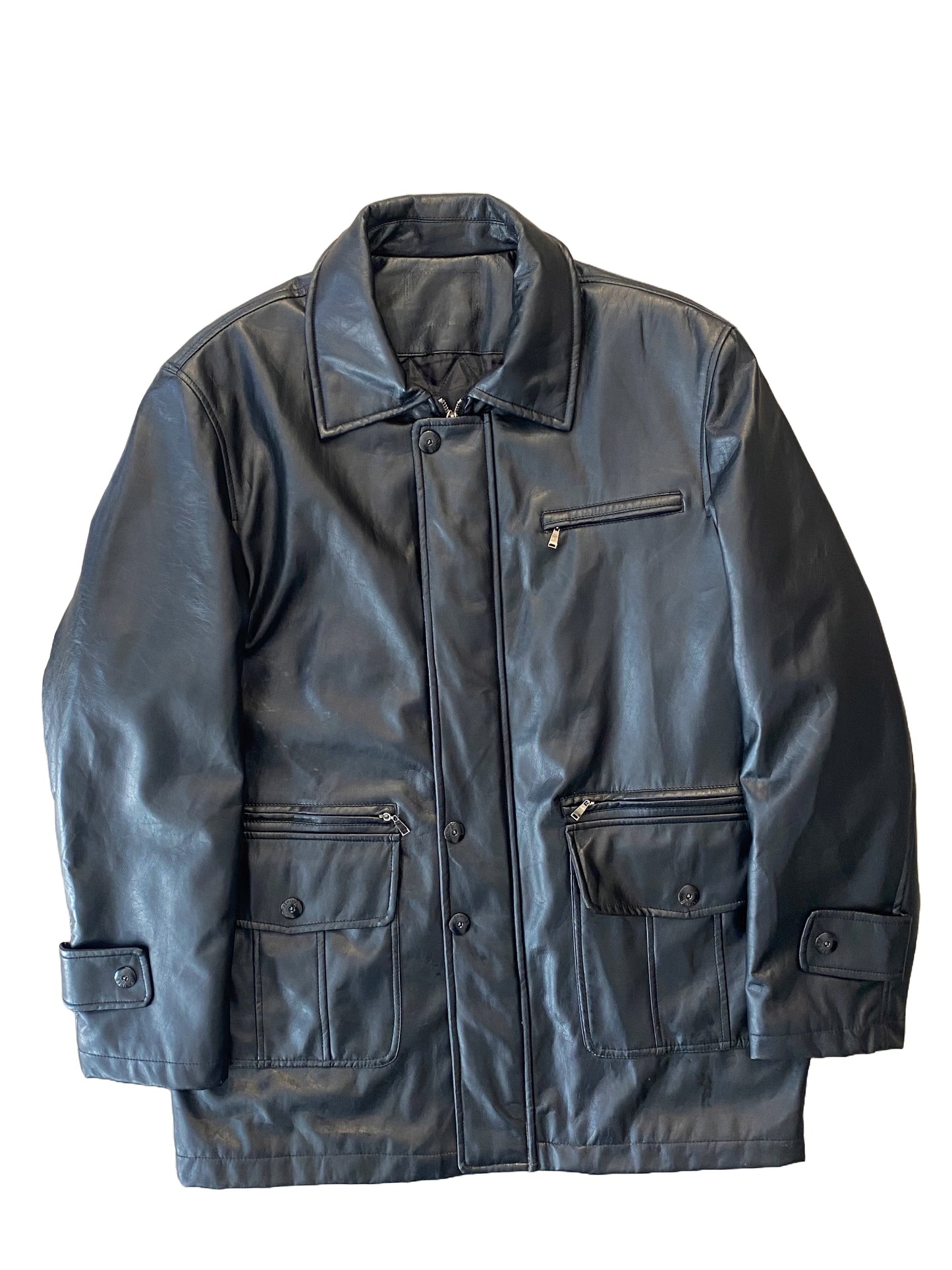 Curated Vintage Faux Leather Jacket - Black - Extra Large