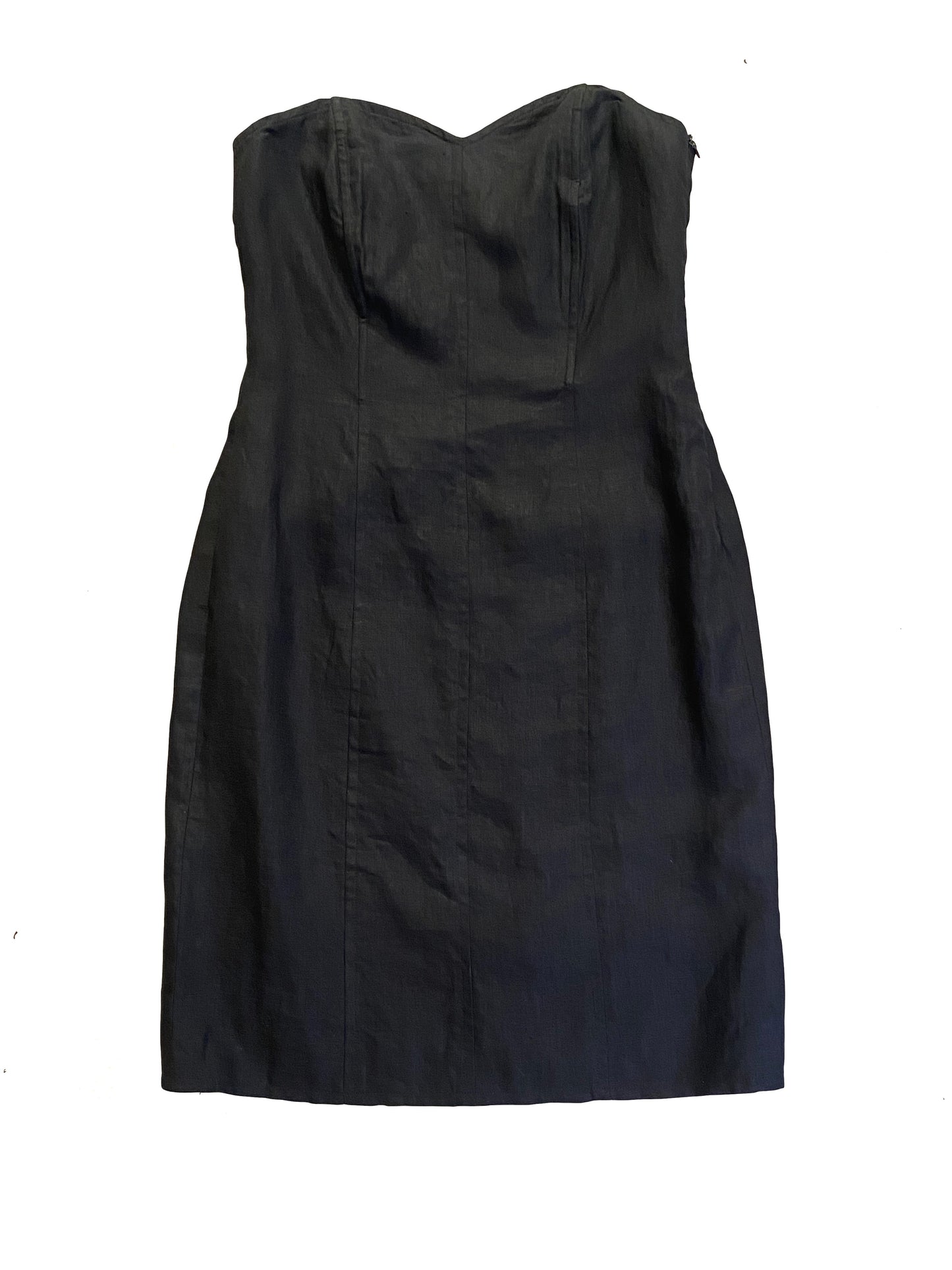 Max Mara Strapless Bustier Midi Linen Dress - Black -