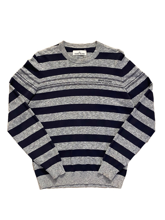 Stone Island Marina Striped Sweater -Navy Blue/Grey - Small